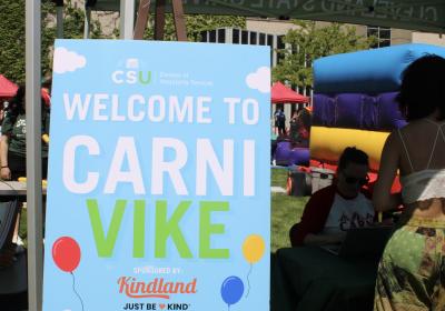 CarniVike welcome poster at Cleveland State University, May 1, 2024.