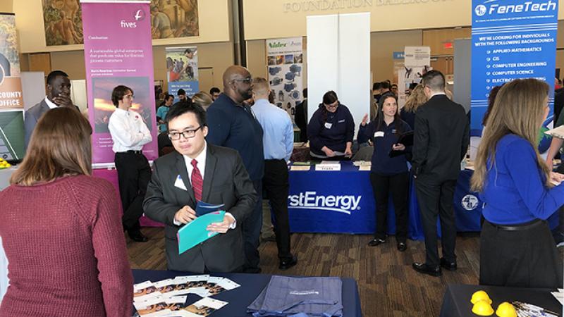 Booths at engineering career fair