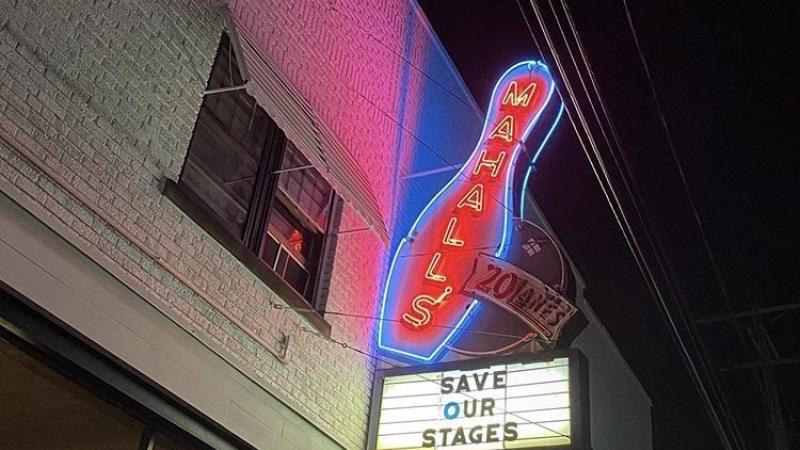 The Mahall’s 20 Lanes Marquee lit up in Lakewood in Sept. 2020 