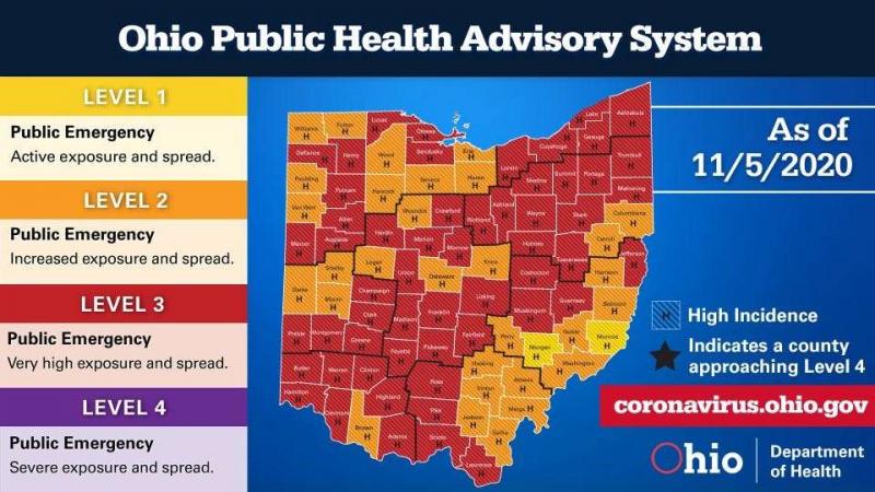 Ohio coronavirus alert map