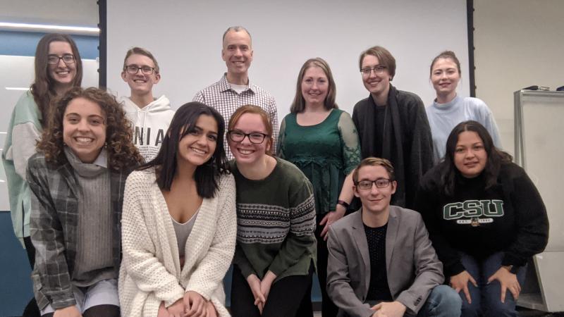 Professor Eric Schearer and students