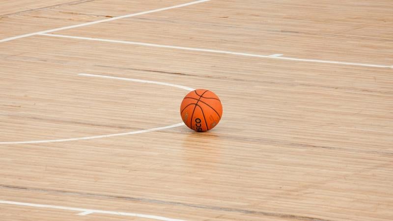 Basketball on court