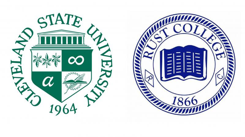 Cleveland State University seal (left) and Rust College seal.