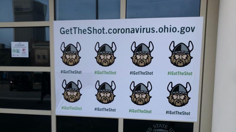Cleveland State University poster at the Wolstein Center.