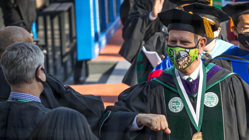 CSU President at spring 2021 graduation. 