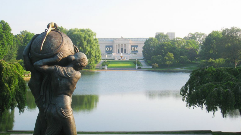 The Cleveland Museum of Art sits across Wade Lagoon