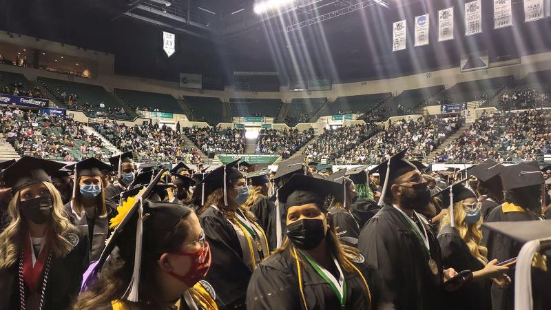 Students at CSU's fall 2021 commencement ceremony.