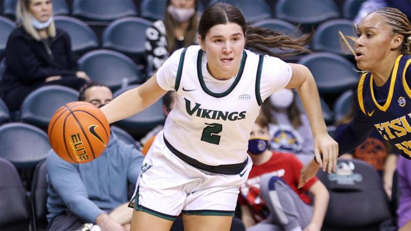 In this file photo, Cleveland State Women’s basketball guard Destiny Leo drives past a defender on Nov. 9. during the Vikings 81-54 victory over East Tennessee State University.