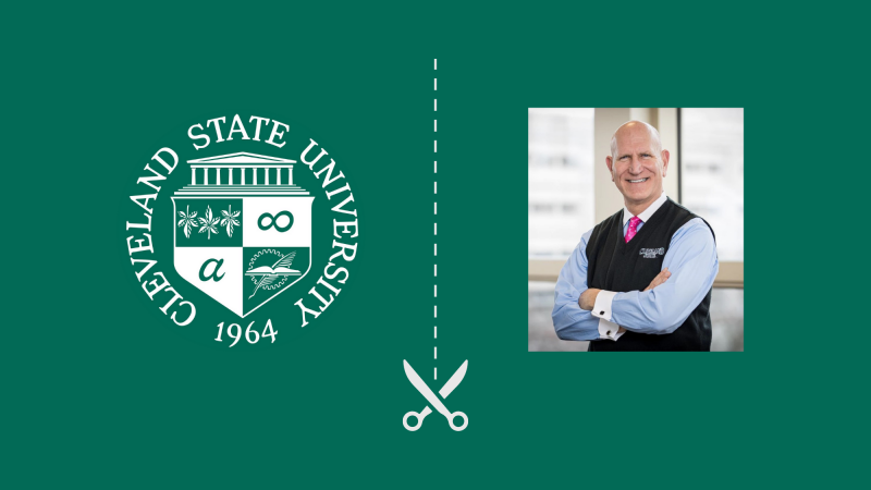 CSU logo and former president Harlan Sands