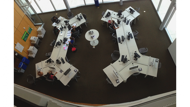 Work stations in the Student Center at Cleveland State University