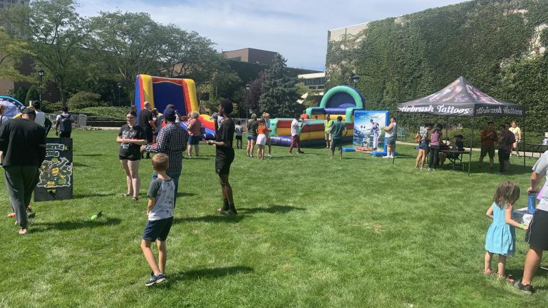 People stand outside at the Family Festival