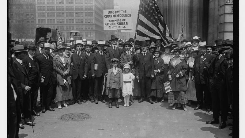 Striking garment workers in New York sometime around 1914.