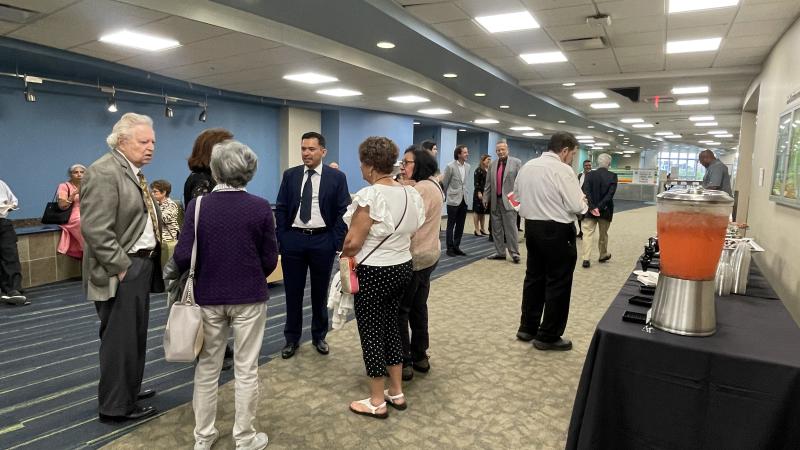 Guests mingled outside of the auditorium