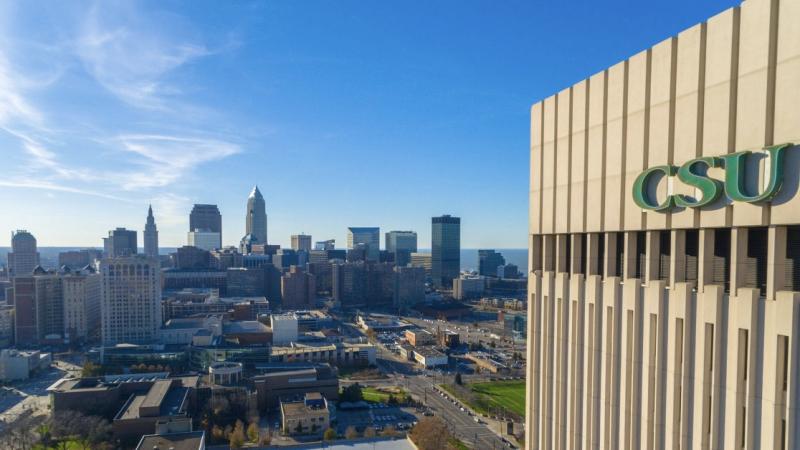 View of Cleveland downtown from Cleveland State University