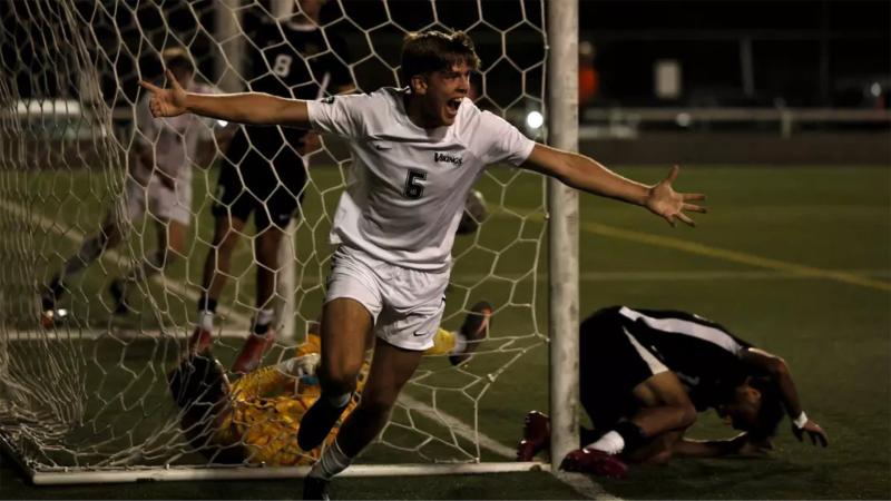 CSU men's soccer's Lennart Heck celebrates after scoring, Sept. 20, 2025.
