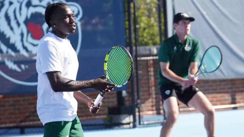 Lincoln Battle, left and Carl Gedlitschka, CSU men's tennis