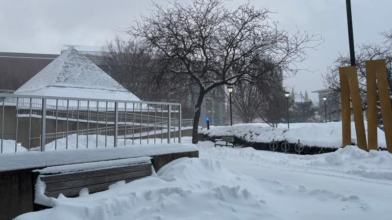 Snow at CSU outside the MU building, Jan. 27, 2026.