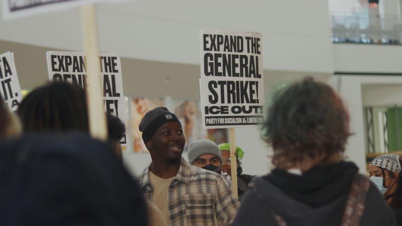  Organizer Rameer Askew rallied the crowd of students who walked out on Friday, Jan. 30, to join the protest at Public Square.