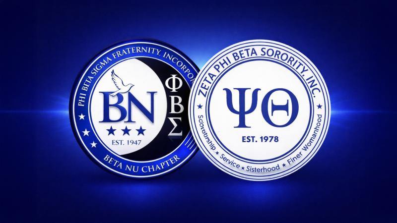 CSU Phi Beta Sigma fraternity logo, left, and CSU Zeta Phi Beta sorority logo, right.