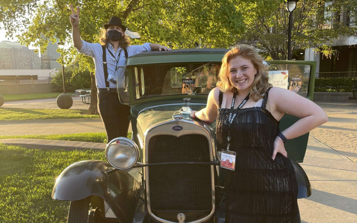 CAB members standing with Model A Ford