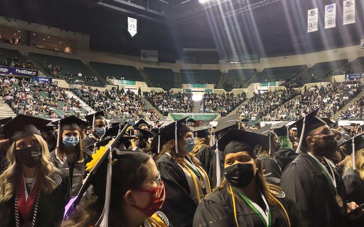Students at CSU's fall 2021 commencement ceremony.