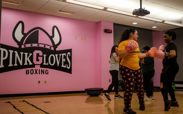 A Pink Gloves Boxing class.