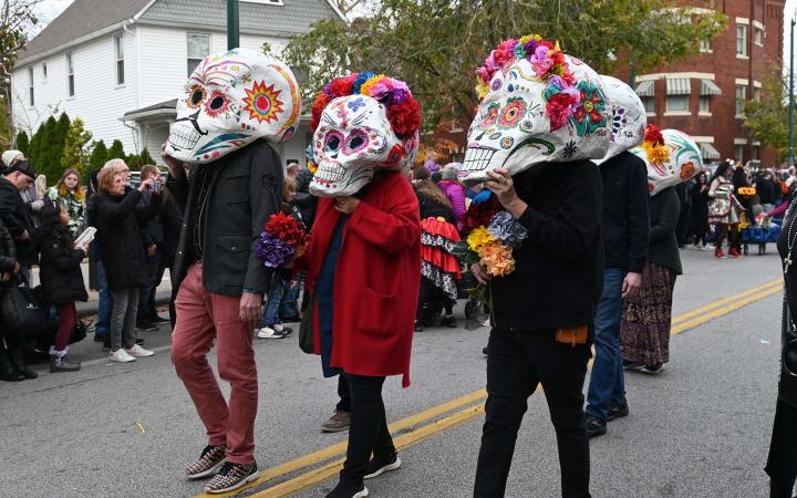 Sugar Skulls join the parade in the Gordon Square suburb of Cleveland, Nov. 4, 2023. (credit: Alex Martinez)