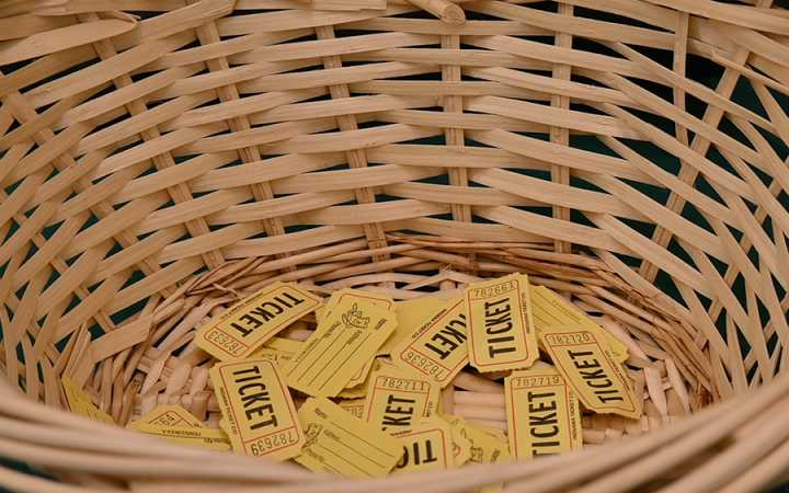 A basket of raffle tickets