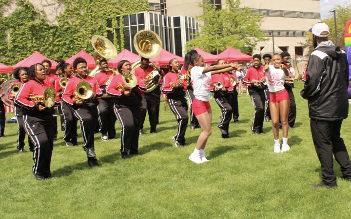 The Shaw High School band entertained attendees, May 1, at CSU's CarniVike. (credit: Koya Ball)