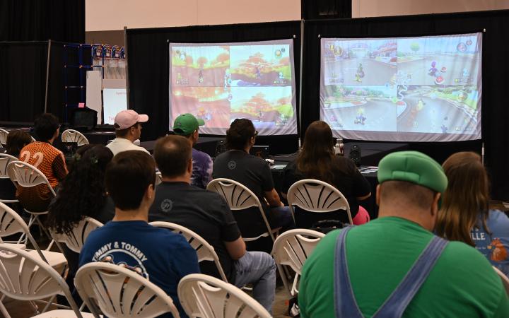 Gamers watch the Mario Kart Tournament, Sept. 21, 2024. (credit: Alex Martinez)