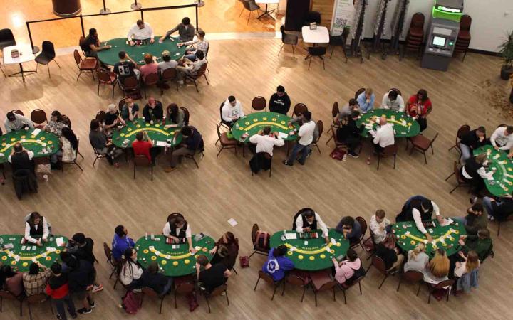 Students gather on the first floor to play Black Jack.