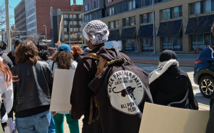 CSU students march to the City Club of Cleveland