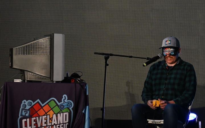  Kevin Cabarello, returning legacy special guest attempts to speed run Super Mario 64 blindfolded. (credit: Alex Martinez)