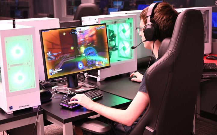 CSU Junior and Overwatch team member Timothy Melesk practices on a ranked game of Overwatch. 