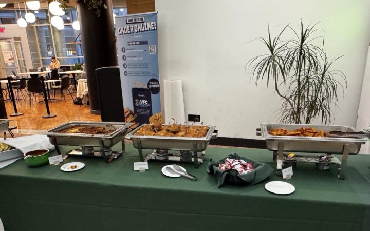 A table of cheesesteak sliders, potato wedges and enchiladas at the event, Nov. 4, 2025. (credit: Anthony Reed)