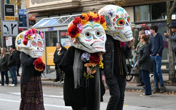 Vibrant Sugar Skulls march during the annual "Day of the Dead" parade, Nov. 1, 2025. (credit: Alex Martinez)