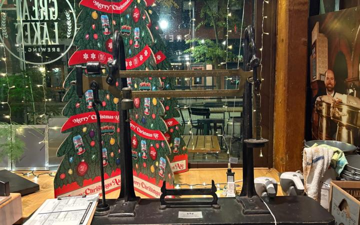 The original scale from the Herman McLean Feed and Seed store, enshrined at GLBC. (credit: Morgan Alten)