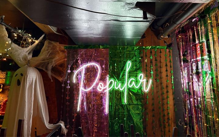 The Wicked-themed decorated basement for Halloween. (credit: Morgan Alten)