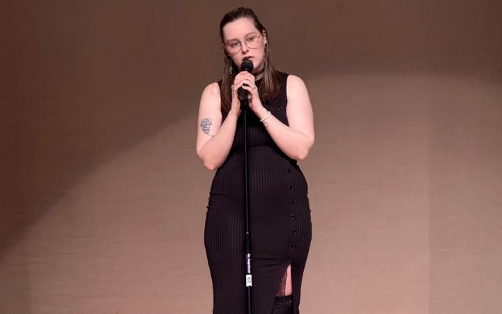 Hope Norman closed the musical performances  with a deeply emotional and vocally stunning performance of “The Greatest” by Billie Eilish. (credit: Grace Salter)