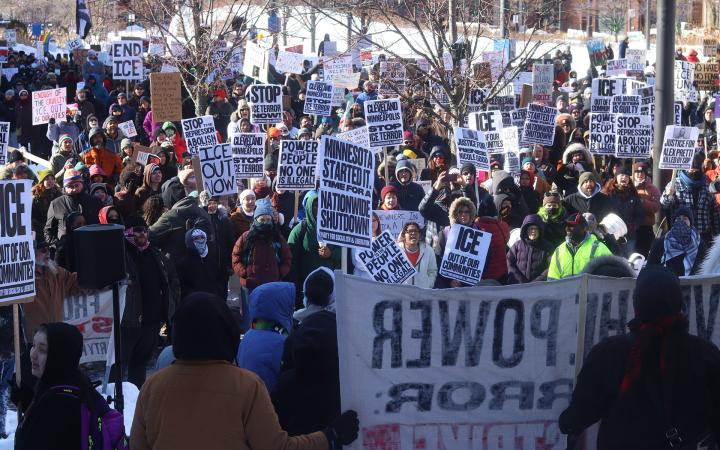 The protest comes after ICE agents killed two U.S. citizens, protesting in Minneapolis: mother and poet Renee Nicole Good, and ICU nurse Alex Pretti.  