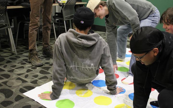Students play Twister