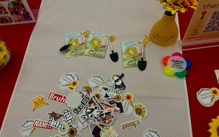 Taken by Morgan Alten, The Sunflower Childcare Substitutes table display