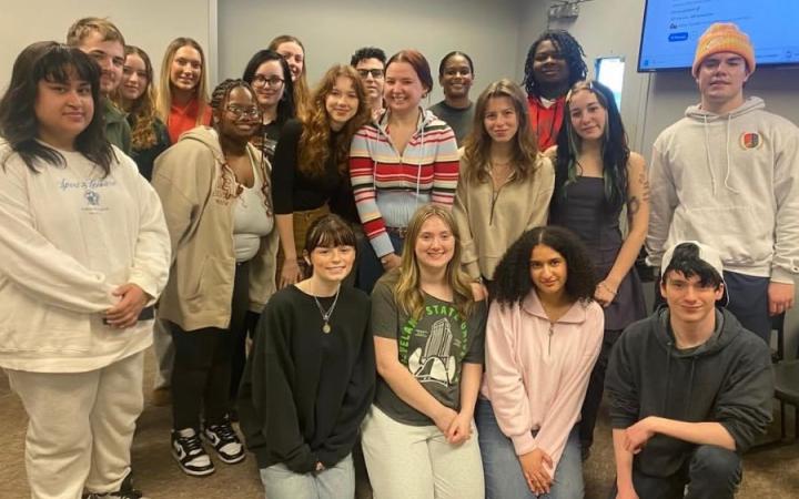 PRSSA students gather with Alexis Figlar after her presentation at Cleveland State University, Feb. 19, 2026. (Credit: Dr. Beth Thomas)