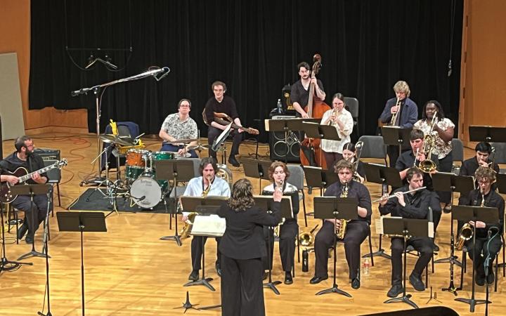 Kayla Selan conducting CSU BIG band