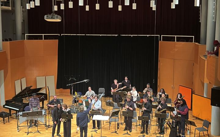 CSU BIG Band performing on Drinko Hall stage