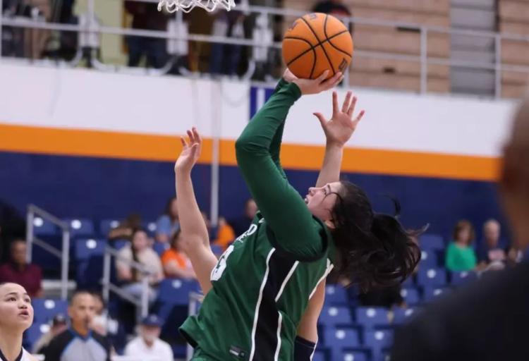 Cleveland State’s Izabella Zingaro goes for a layup during the Vikings’ 68-61 win over Cal State Fullerton on Sunday in Fullerton, California, Nov. 9, 2025.