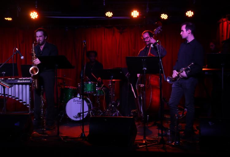 The Monday jazz combo opened Tuesday’s show at The Grog Shop with a stage full of brass, string, and percussion instruments, Nov. 18, 2025.