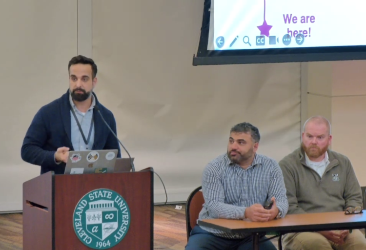 Cleveland State University’s Compass team outlining its 18-month deployment plan to transform CSU’s technology, Mar. 18, 2026, at the Cleveland State Faculty Senate meeting.