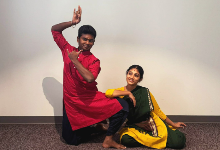 Dancers Shabin Bright, left, and Ubanisha Kannan.