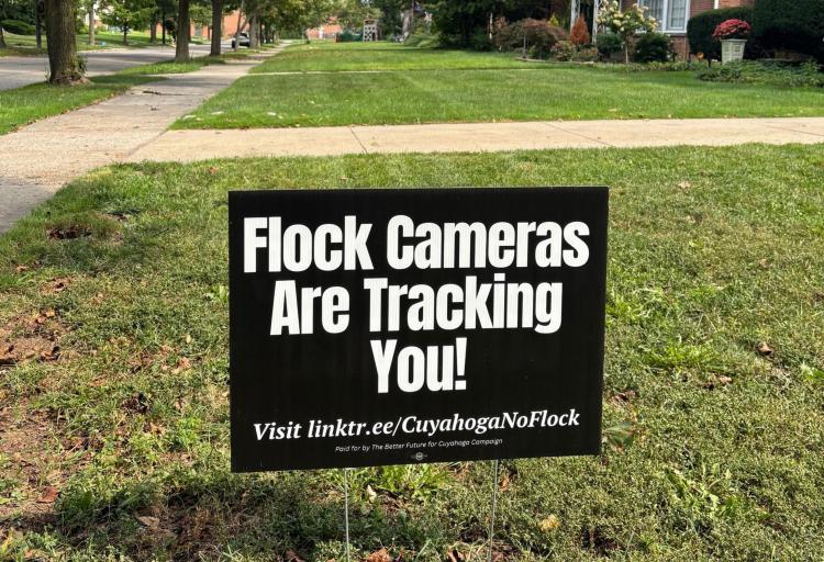 Photo of anti-Flock sign taken in Shaker Heights on Sept. 13, 2026.